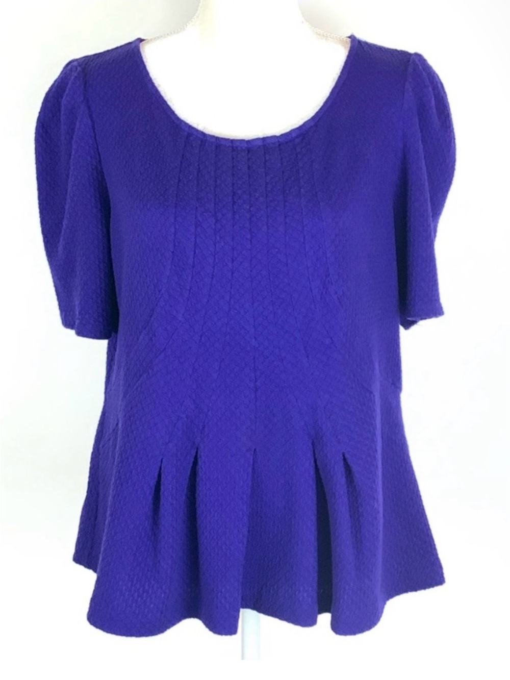 Anthropologie Postmark Purple Women's Scoop Neck Textured Short Sleeve Top